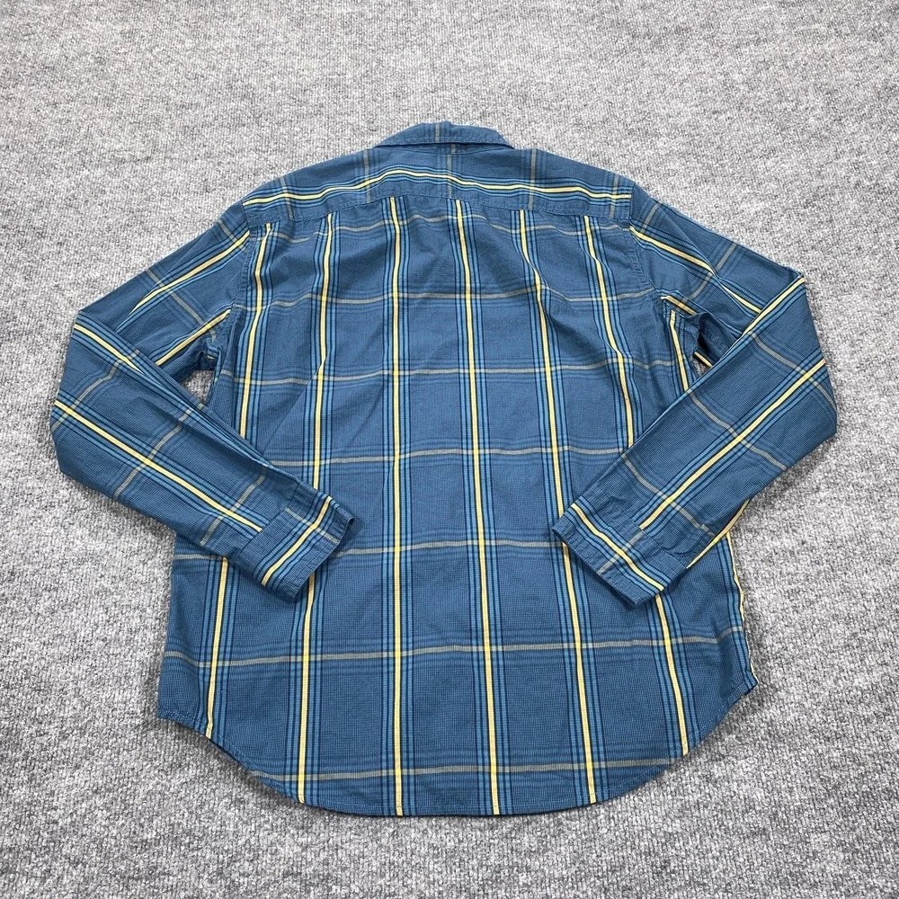 Levi's Shirt‎ Mens Medium Blue Plaid Long Sleeve Button Up Cotton Casual Regular